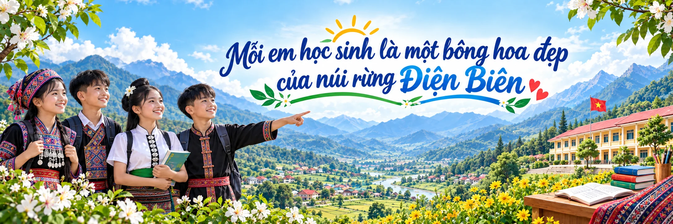 Moi em hoc sinh la mot bong hoa dep cua nui rung Dien Bien